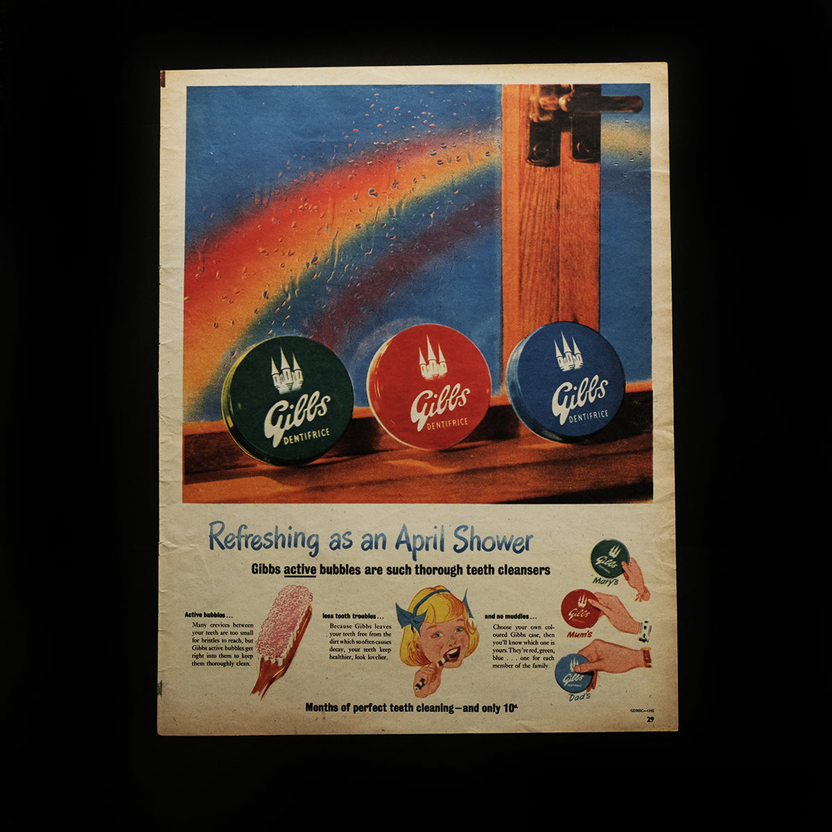 「古くに描かれた絵図展」イギリスの古い広告 Gibbs⻭磨き粉