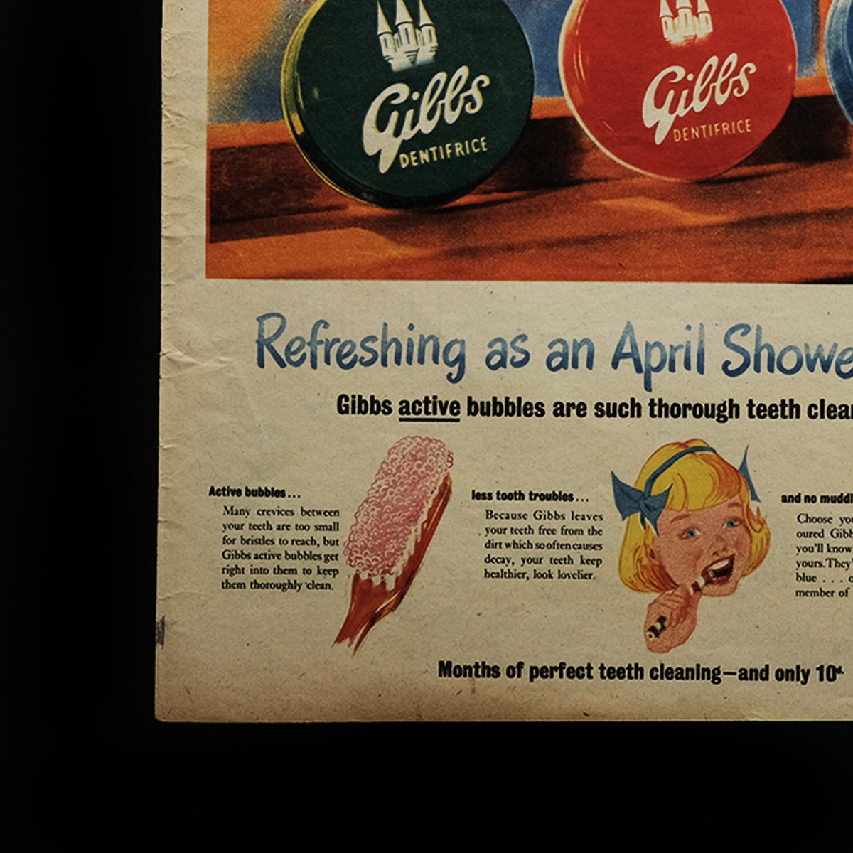 「古くに描かれた絵図展」イギリスの古い広告 Gibbs⻭磨き粉